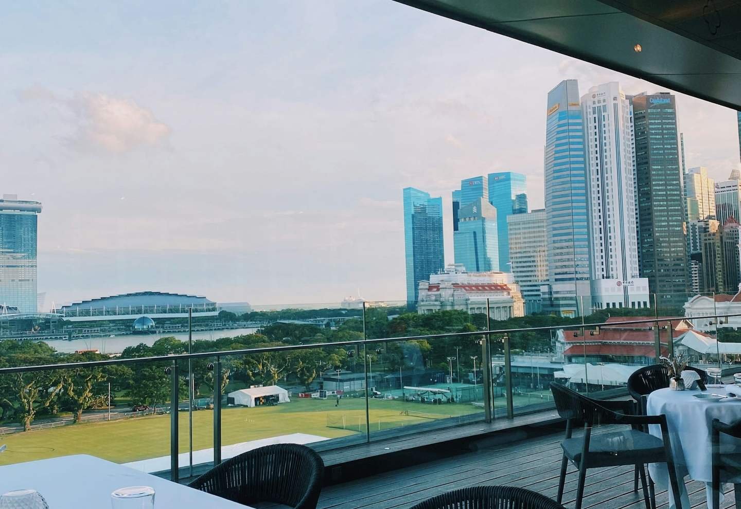 Private dining setting overlooking Marina Bay