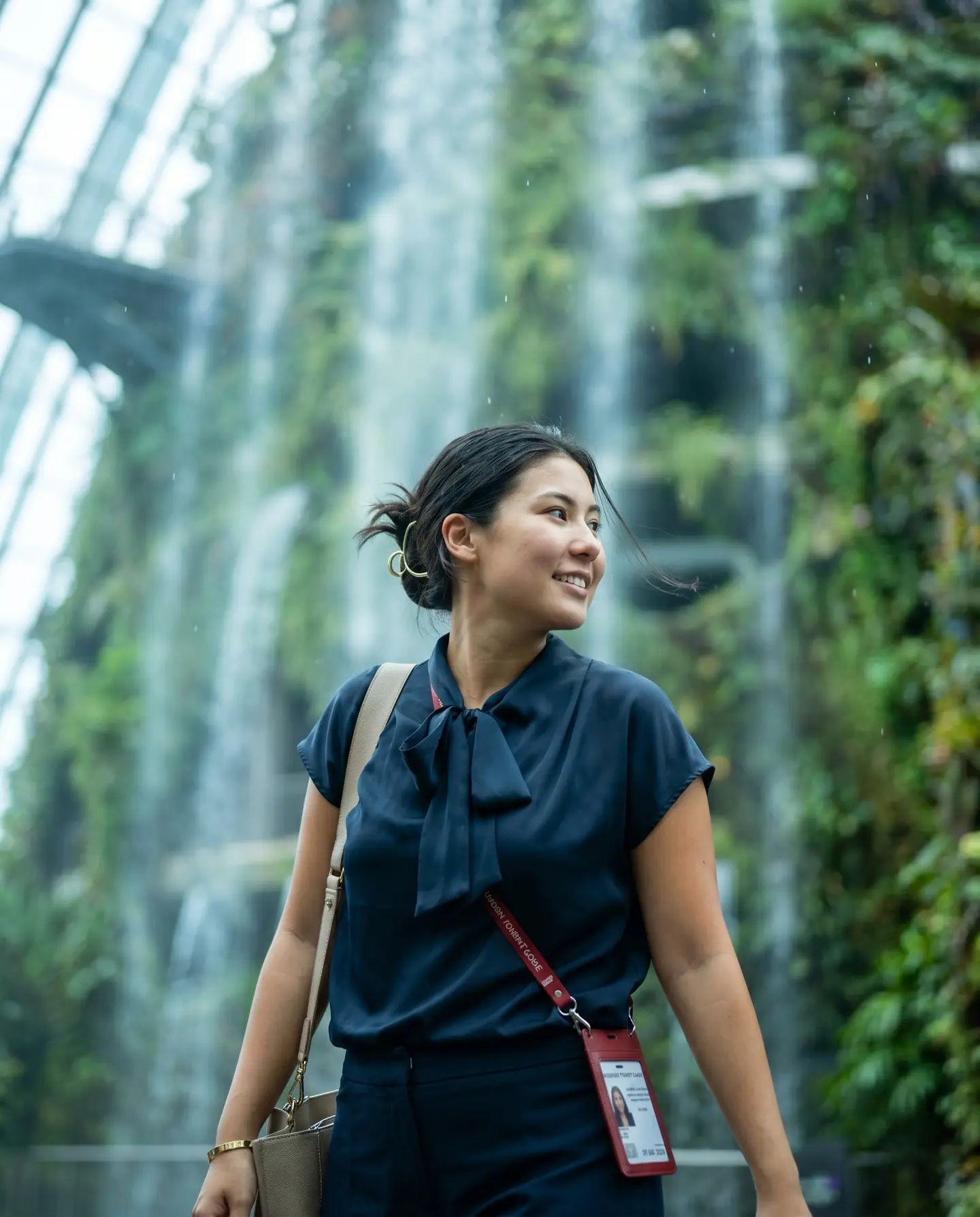 Kyoko guiding at Gardens by the Bay Cloud Forest Dome